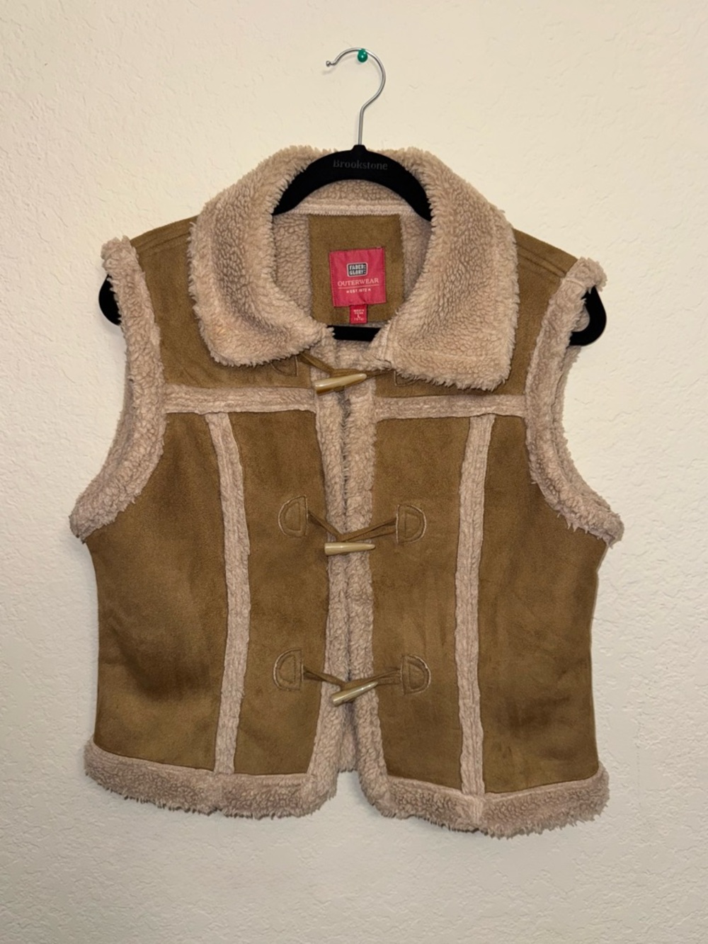 Faded Glory Brown Suede-Look Shearling Vest
